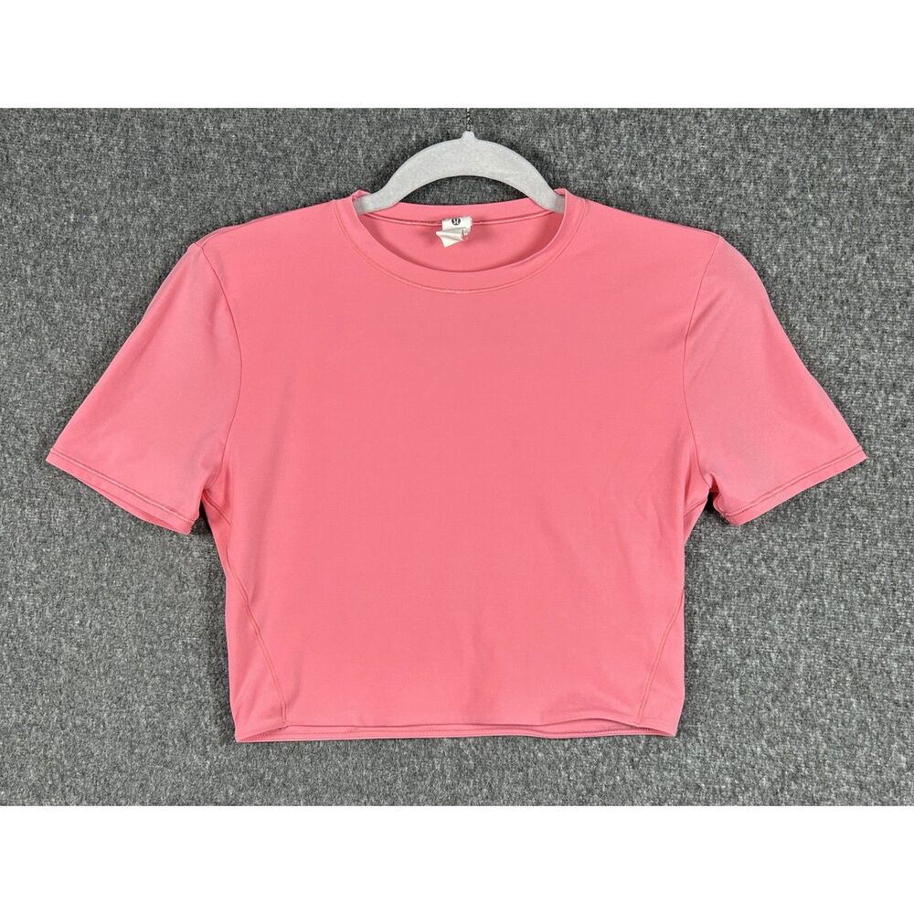 Lululemon Wundermost Ultra-Soft Nulu Crewneck Cropped T-Shirt Pink M